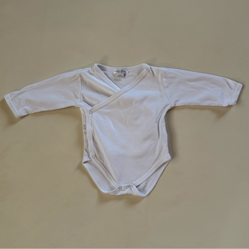 Kissy Kissy Pima Cotton Kimono Bodysuit – White, 3–6 Months, Made in Peru
